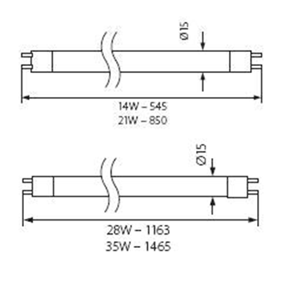 Non-integrated linear fluorescent lamp 14W G5 230V 1204lm NW