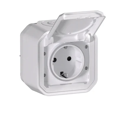 NOVINKA PLEXO - SADA ŠROUBOVÝCH SVOREK SCHUKO 2P+Z PRO POVRCHOVOU MONTÁŽ 16A-250V~ BÍLÁ