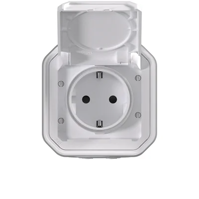 NUEVO PLEXO - SCHUKO 2P+Z TERMINALES DE TORNILLO DE MONTAJE EN SUPERFICIE, JUEGO 16A-250V~ BLANCO