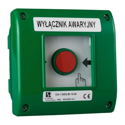 OA1-VER. BOUTON DE DÉCLENCHEMENT ENCASTRÉ 1 SENS SANS CONTACT + SIGNAL LED 24 V CC + MARTEAUX