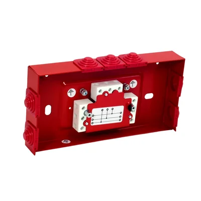 Obdélníková protipožární krabice E90 3x3x4mm2 103x30x197mm červená