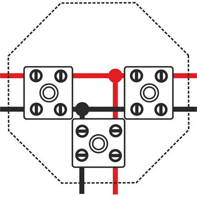 Octagonal fire protection box E90 3x2x4mm2 115x28x123mm red