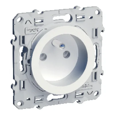 ODACE Base de enchufe individual 2P+PE DIY con persianas de paso de corriente, terminales sin tornillos, blanco
