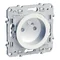 ODACE Base de enchufe individual 2P+PE DIY con persianas de paso de corriente, terminales sin tornillos, blanco