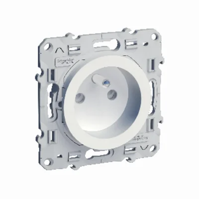 ODACE Base de enchufe individual 2P+PE DIY con persianas de paso de corriente, terminales sin tornillos, blanco