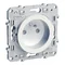 ODACE Prise simple 2P+PE DIY avec obturateurs pour chemins de courant, bornes à vis blanches
