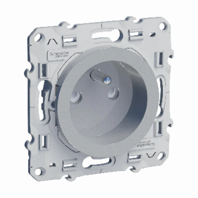 ODACE Single 2P+PE socket with shutters for aluminum current paths