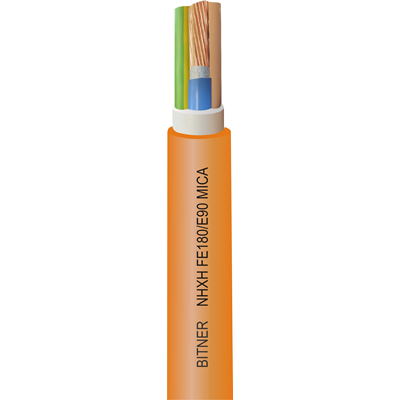Ognioodporny, bezhalogenowy kabel energetyczny bez żyły ochronnej NHXH-O FE180/E90 1x120 RE
