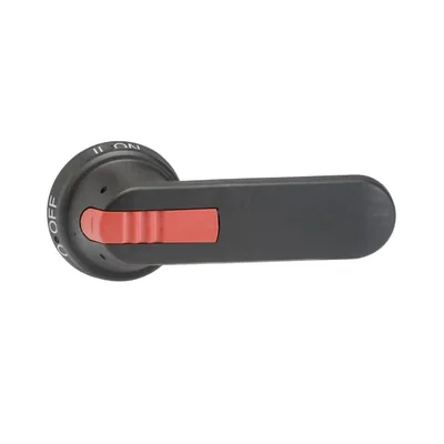 OHB125J12E011 Poignée noire IP65, longueur 125 mm, pour axe de 12 mm, marquage : I-0-II, cadenas en position 0, verrouillage ouvert