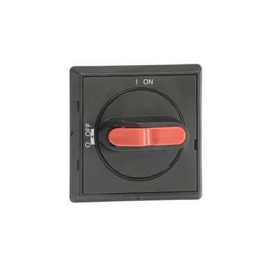 OHBS3PJ Black IP65 selector knob for OT16...40FT, padlockable in 0/OFF position, snap-on door mounting