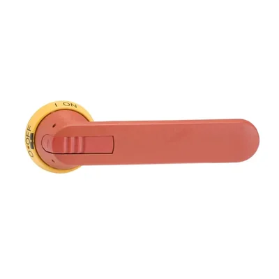 OHY175J12 Gelb-roter Griff IP65, Länge 175 mm, für 12-mm-Welle, Markierung: I-0, EIN-AUS, in AUS-Position abschließbar, bl