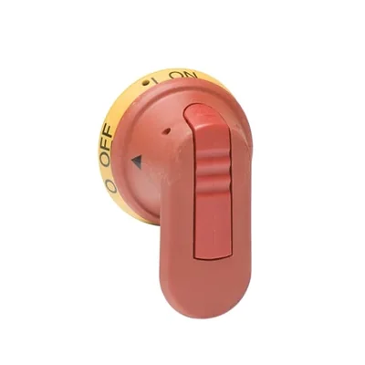 OHY65J6E00S Yellow-red handle IP65, length 65mm, for 6mm shaft, marking: I-0/ON-OFF, padlockable in OFF position, lock