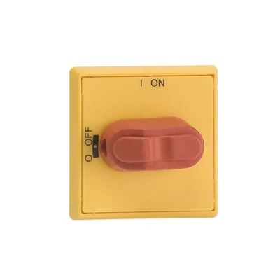 OHYS1RH Pomo selector amarillo-rojo IP54 para OT16...80FT, sin opción de candado, atornillado a la puerta.