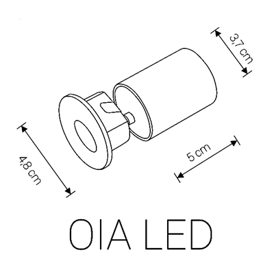 OIA LED вбудований світильник 2W 50lm 3000K IP20 чорний