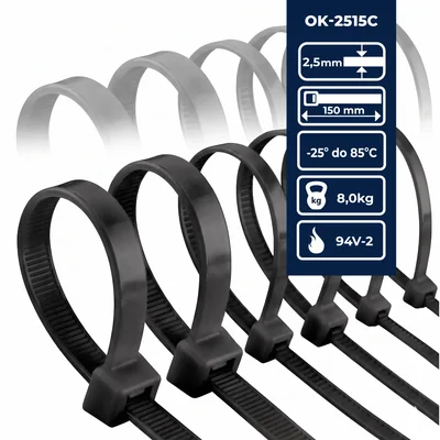 OK-2515C Fascetta per cavi 2,5x150 nera