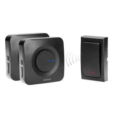 ONDO 2 AC, wireless doorbell with two receivers, networked, battery-free button, learning system, 36 sounds, 200m