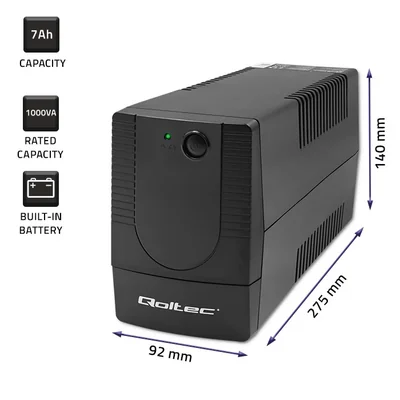 Onduleur interactif Qoltec | Monolithique | 1000 VA | 600 W