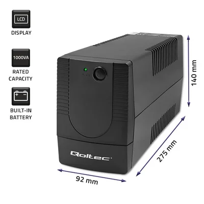 Onduleur interactif Qoltec | Monolithique | 1000 VA | 600 W