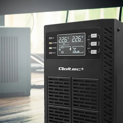 Onduleur Qoltec | 1 kVA | 1000 W | Facteur de puissance 1,0 | Écran LCD | Protection contre les surtensions | USB | Connexion en ligne