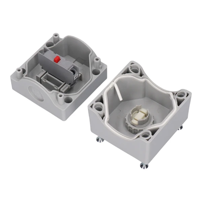 One-hole control box red, 1 normally closed contact gray IP65 1x membrane M20