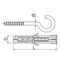 Open expansion hook pin, galvanized, diameter 6mm, length 4mm, thread 4mm