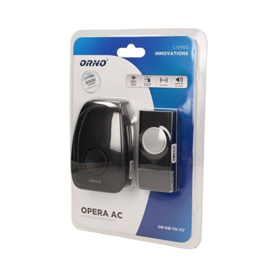 OPERA Bezdrátový zvonek AC 230V 90dB černý