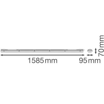Oprawa DAMP PROOF HOUSING 1500 P 2XLAMP IP65 LEDV