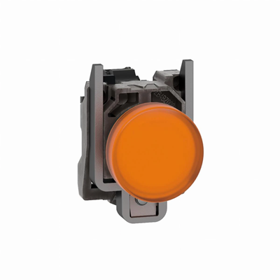 Orangefarbene LED-Signalleuchte 110-120 V aus Metall, typisch