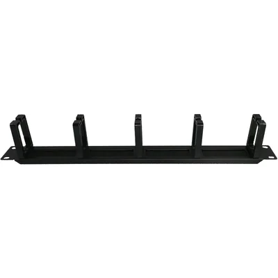 Organizzatore di cavi 1U da 19" con passaggio per spazzole, 5 supporti in plastica, nero ALANTEC