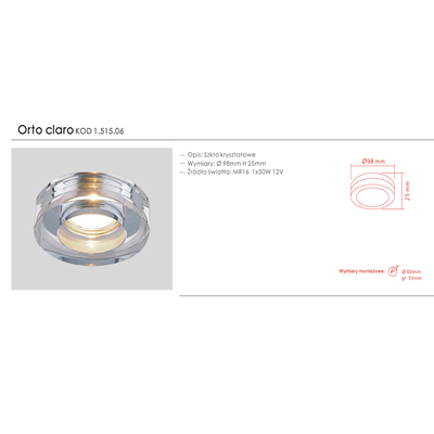 Orto Claro Chrome recessed ceiling lamp