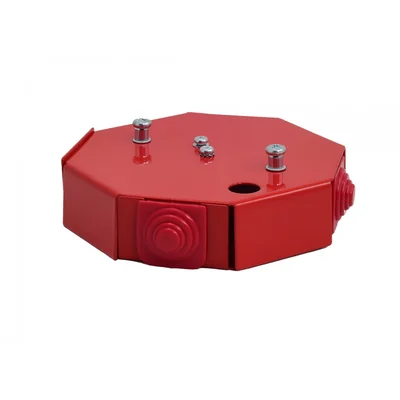 Osmihranná E90 protipožární skříňka s pojistkou 0,375A 3x2x4mm2 115x28x123mm červená