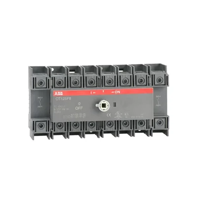 OT125F8 Switch disconnector 125A, 8P, front drive, without shaft and handle, IP20 terminal cover, plate or DIN rail mounting