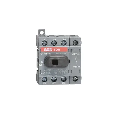 OT40F4N2 40A, 4P switch disconnector, front drive, without shaft and handle, IP20 terminal cover, plate or DIN rail mounting