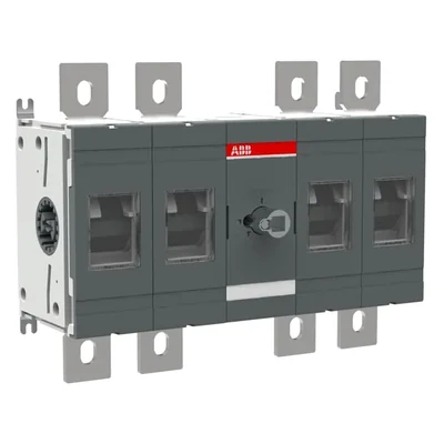 OT800E22 Switch disconnector 800A, 4P, front drive, without shaft and handle, mounting on mounting plate, set of screws for terminal
