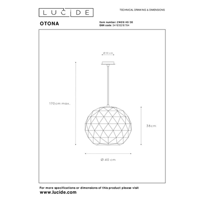 OTONA Lampada a sospensione Ø40cm nera