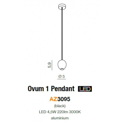 OVUM Black pendant lamp