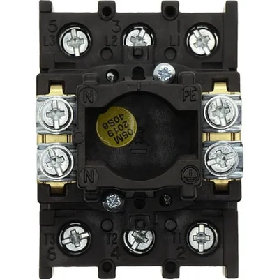 P1-32/EA/SVB-SW Main switch, 3 pole, 32 A, emergency stop function, padlockable in the Off position, surface mounting, black knob with padlockable function