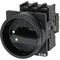 P1-32/EA/SVB-SW Main switch, 3 pole, 32 A, emergency stop function, padlockable in the Off position, surface mounting, black knob with padlockable function