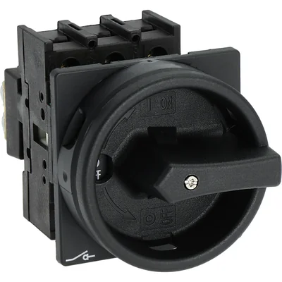 P1-32/EA/SVB-SW Main switch, 3 pole, 32 A, emergency stop function, padlockable in the Off position, surface mounting, black knob with padlockable function