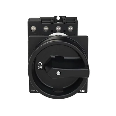 P1-32/V/SVB-SW/N Main switch, 3 pole + N, 32 A, emergency stop function, padlockable in the Off position, remote mounting, black handle with padlockable function