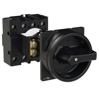 P1-32/V/SVB-SW/N Main switch, 3 pole + N, 32 A, emergency stop function, padlockable in the Off position, remote mounting, black handle with padlockable function