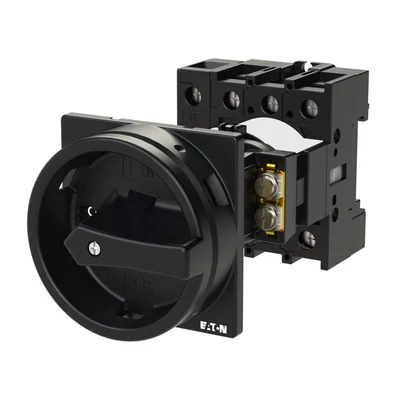 P1-32/V/SVB-SW/N Main switch, 3 pole + N, 32 A, emergency stop function, padlockable in the Off position, remote mounting, black handle with padlockable function