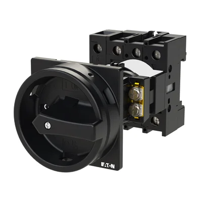 P1-32/V/SVB-SW/N Main switch, 3 pole + N, 32 A, emergency stop function, padlockable in the Off position, remote mounting, black handle with padlockable function