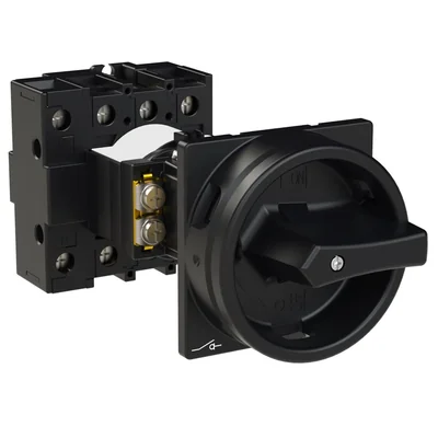P1-32/V/SVB-SW/N Main switch, 3 pole + N, 32 A, emergency stop function, padlockable in the Off position, remote mounting, black handle with padlockable function
