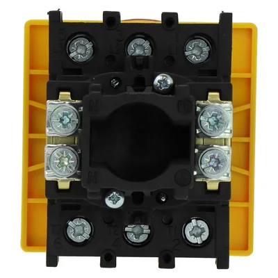 P1-40/EA/SVB Hauptschalter, 3-polig, 40 A, Aufputzmontage, rot-gelber Drehknopf mit Vorhängeschloss