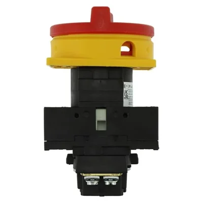 P1-40/EA/SVB Interruttore principale, 3 poli, 40 A, montaggio a superficie, manopola rosso-gialla con lucchetto
