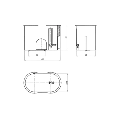 P2x32 fi2x32mm wall lamp installation box for empty walls, blue