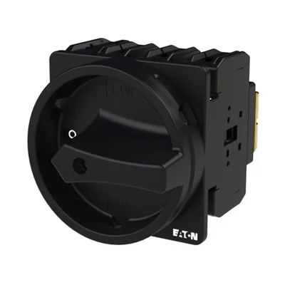P3-100/EA/SVB-SW/N Main switch, 3 pole + N, 100 A, emergency stop function, padlockable in the Off position, surface mounting, black knob with padlockable function