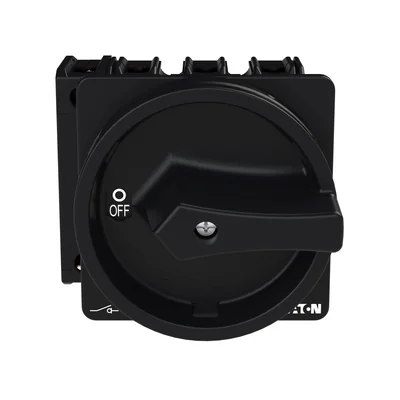P3-100/EA/SVB-SW/N Main switch, 3 pole + N, 100 A, emergency stop function, padlockable in the Off position, surface mounting, black knob with padlockable function