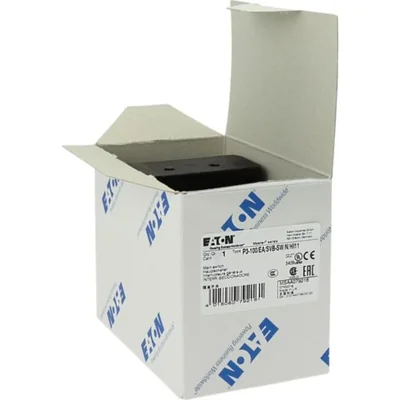 P3-100/EA/SVB-SW/N/HI11 Main switch, 3 pole + N + 1 NO + 1 NC, 100 A, emergency stop function, padlockable in the Off position, surface mounting, black knob with padlockable function